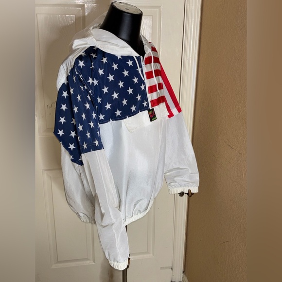 Vintage Surf Style Windbreaker Jacket OSFA Surfer Retro 80s USA Flag Fast Ship - Picture 4 of 10